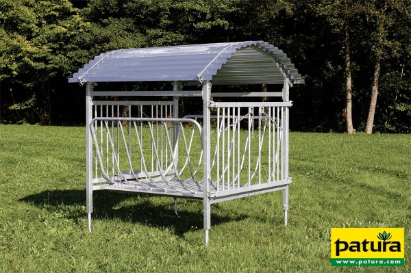 Viereckraufe für Schafe, mit Dach, verzinkt