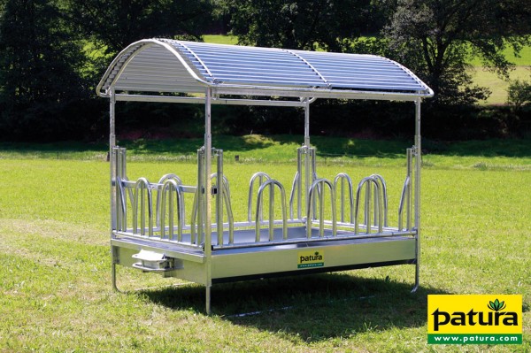 Großballenraufe mit Palisadenfressgittern und Dach 2,85 x 2,05 m