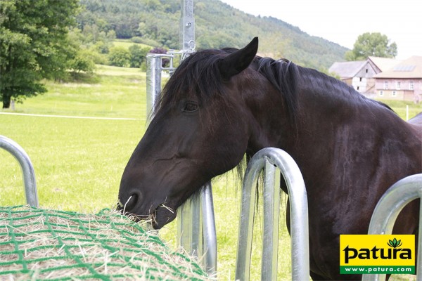 Futtersparnetz 2,80 x 2,80 m Maschenweite 10,0 cm mit Gummispannseil und Schraubgliedern