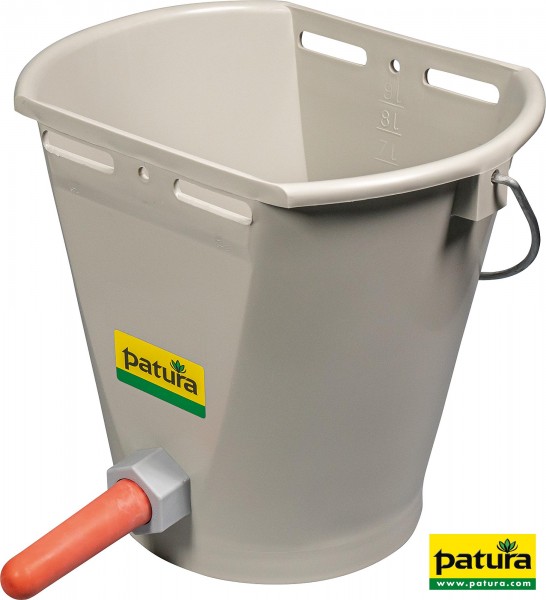 Nuckel-Tränkeeimer 9 l, grau kpl. mit Sauger mittel und Kugelventil