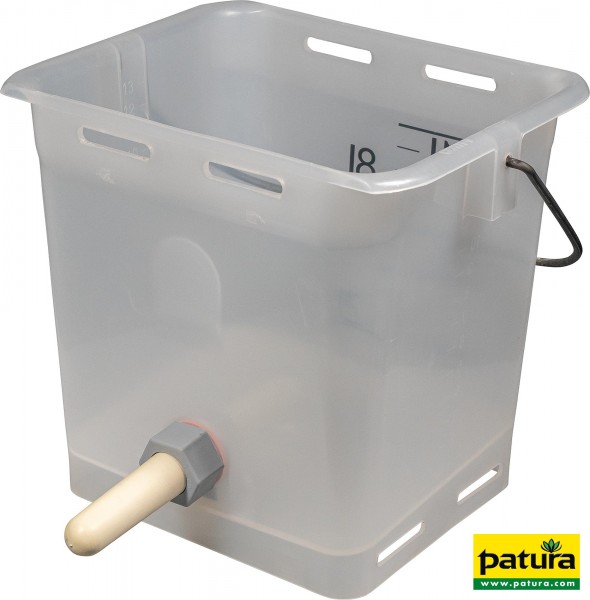 Nuckel-Tränkeeimer 13 l transparent kpl. mit Sauger hart und Kugelventil