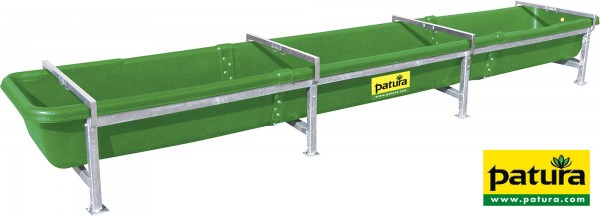 Kunststoff-Futtertrog 4 m, kpl mit verz. Gestell, mit 3 Antisturzstangen