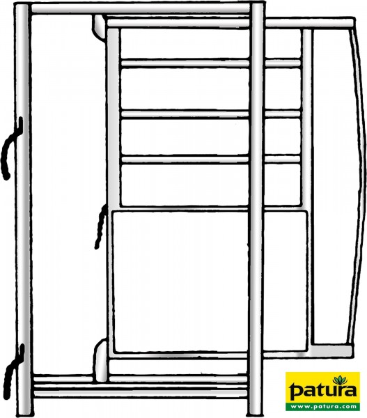 Rahmen mit Schiebetüre, Breite 0,90 m, Höhe 2,05 m, vz