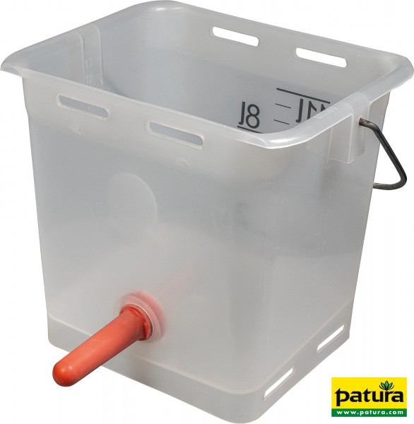 Nuckel-Tränkeeimer 13 l transparent kpl. mit Sauger, mittel und 1-Click-Ventil