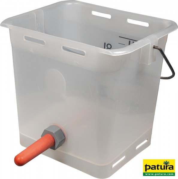 Nuckel-Tränkeeimer 13 l transparent kpl. mit Sauger, mittel und Kugelventil
