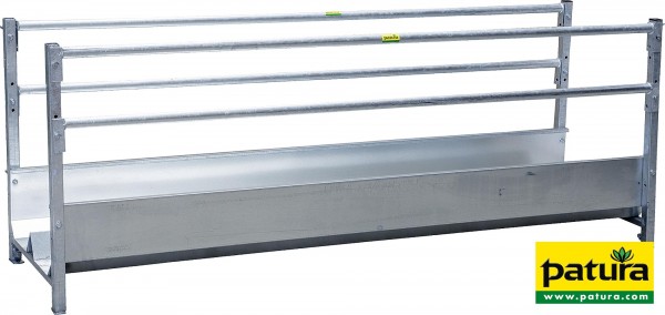 Gangtrog für Schafe, L=2,46m höhenverstellbar, mit Nackenrohr mit Schraubenbeutel