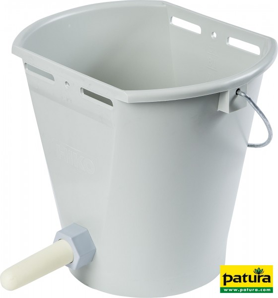 Nuckel-Tränkeeimer 9l grau kpl. mit Sauger hart und Kugelventil