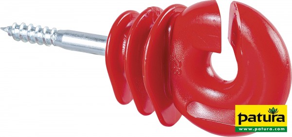 Qualitäts-Ringisolator, mit Holzgewinde, rot, 6 mm Schaft (25 Stück/Pack)