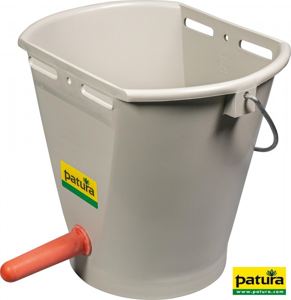 Nuckel-Tränkeeimer 9 l, grau kpl. m. Sauger mittel und 1-Click-Ventil