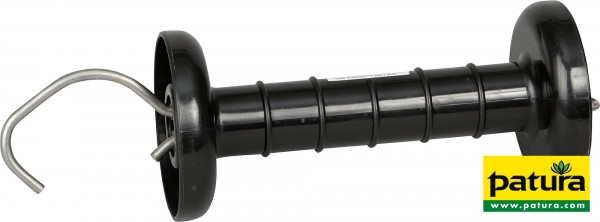 Spezial-Torgriff, schwarz mit Edelstahlfeder u.-Haken, mit Zugbegr.