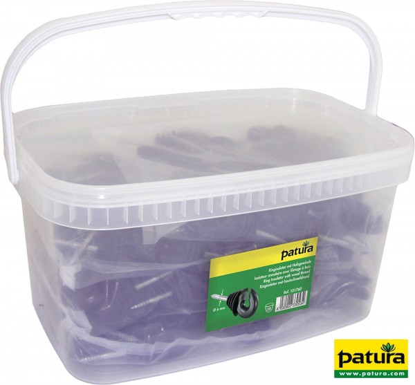 Ringisolator, m. Holzgewinde, 6mm Schaft (Eimer mit 100 Stück)