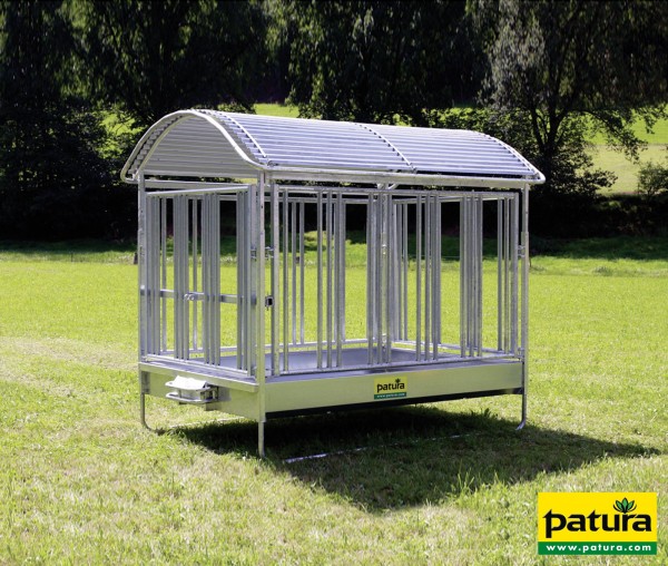 Großballenraufe mit Sicherheits-Pferdefressgittern und Dach 2,85 x 2,05 m