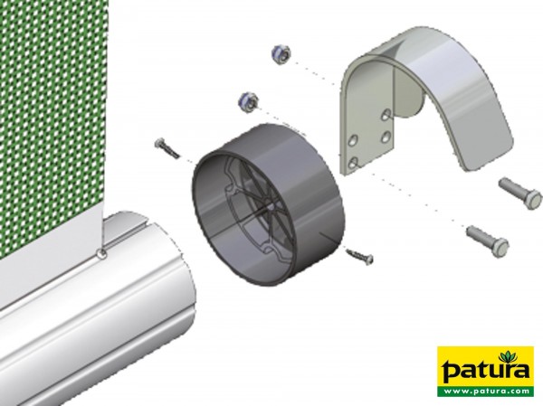 J-Halter mit Abweiser für WS-Rollos u. Schnelllauftor (Paar) für 100 mm Rohre