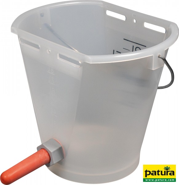 Nuckel-Tränkeeimer 9 l, transparent kpl. mit Sauger mittel und Kugelventil