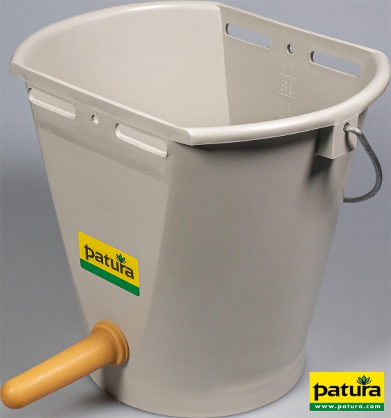 Nuckel-Tränkeeimer 9 l, grau, kpl. mit Sauger weich und 1-Click-Ventil