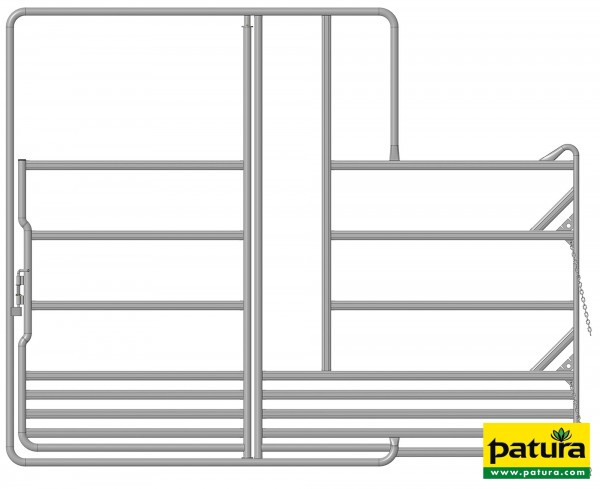 Sicherheits-Pferde-Panel mit Tor und Fressgitter, 3,00 m, 1 Fressplatz