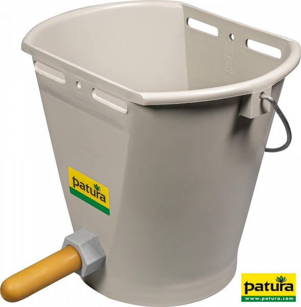 Nuckel-Tränkeeimer 9 l, grau, kpl. mit Sauger weich und Kugelventil