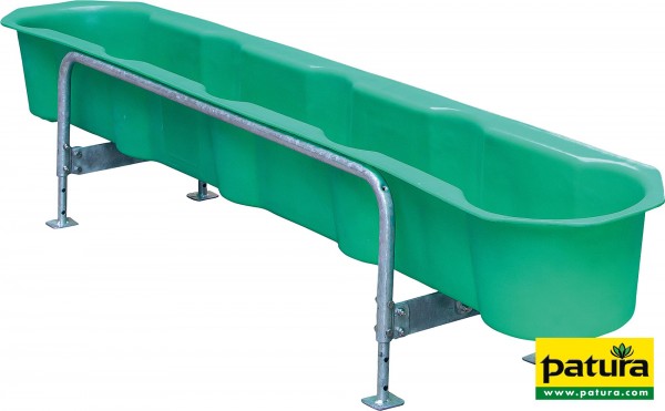 Futtertrog für Kälber, 2,18 m PE mit Eimeraussparungen, höhenverstellt passend zur Kälberhütte Super