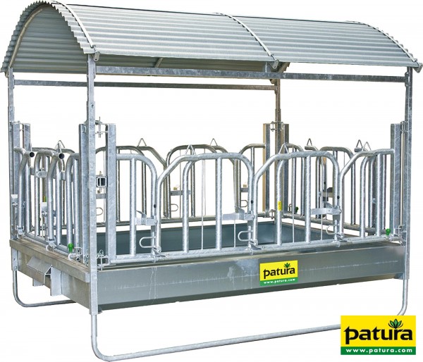 Großballenraufe mit Schwedenfressgittern und Dach 2,85 x 2,05 m